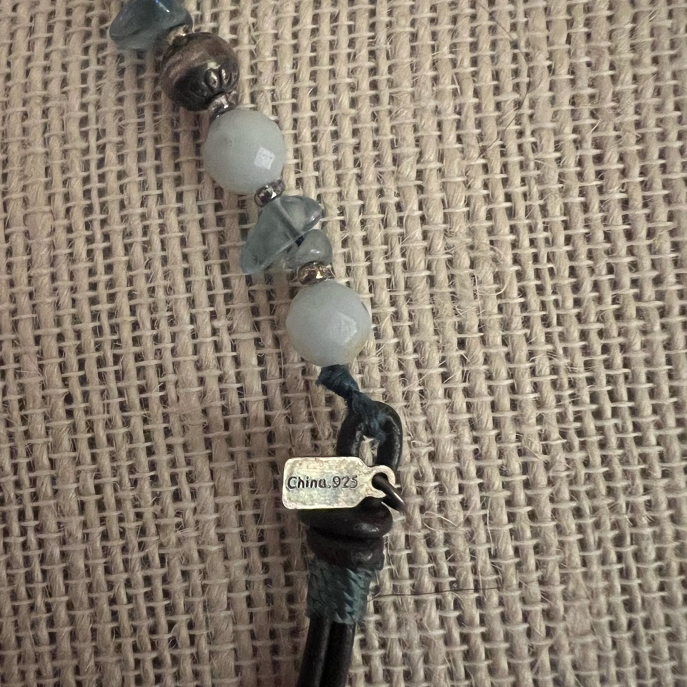 Peyote Bird Sterling Silver & Beaded Leather Bracelet, good condition - Picture 6 of 8